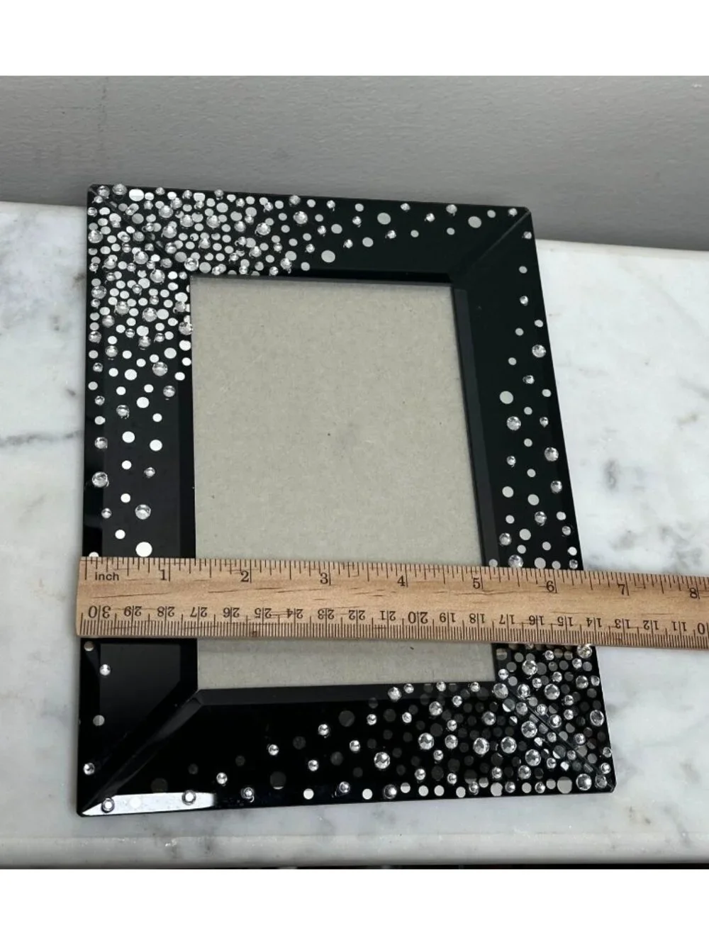 Black Glass Rhinestone 4x6 Picture Frame Sparkle Crystal Jeweled Tabletop Decor